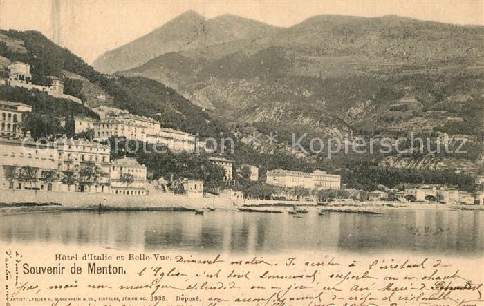 Menton Alpes Maritimes Hotel d_Italie et Bellevue Côte d'Azur