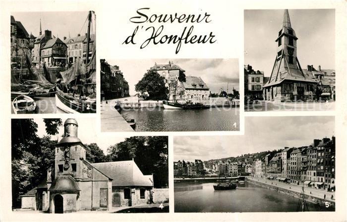 Honfleur La Lieutenance Bateaux de pêche Port Clocher Eglise Sainte Catherine Ch