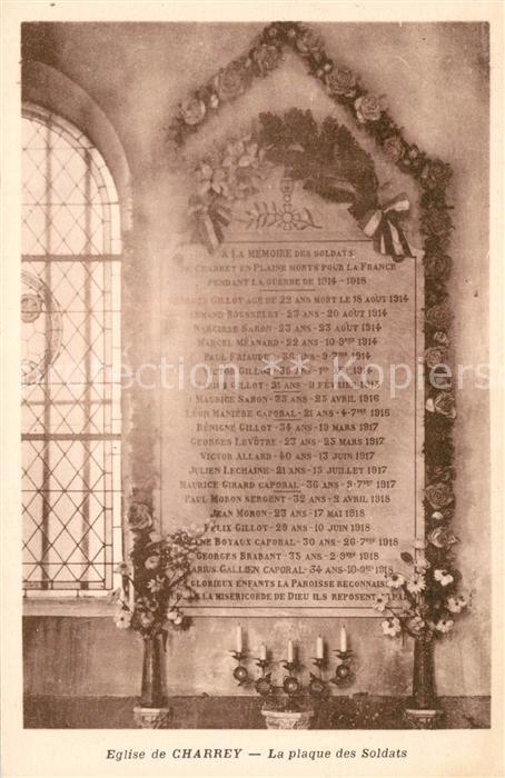 Charrey-sur-Saone Eglise de Charrey La plaque de Soldats