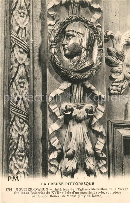 Moutier-d Ahun Eglise Medaillon de la Vierge
