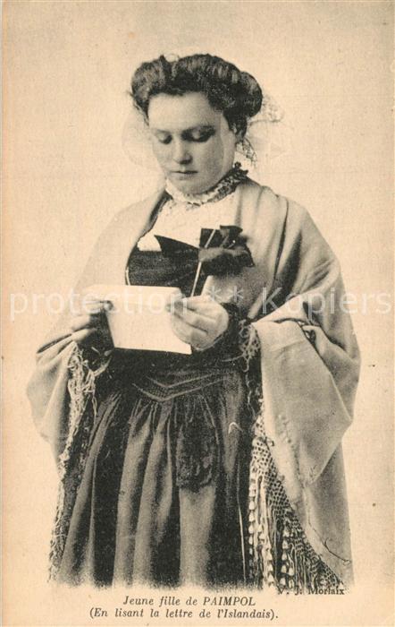 Paimpol Jeune fille en lisant la lettre de l Is