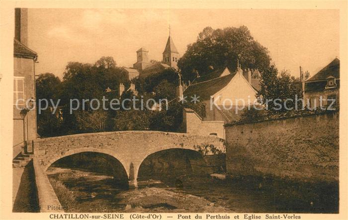 Chatillon-sur-Seine Pont du Perthuis Eglise Saint Vorles
