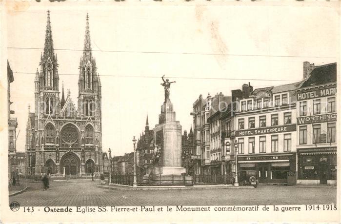 Ostende Oostende Eglise Saint Pierre et Paul Monument aux Morts