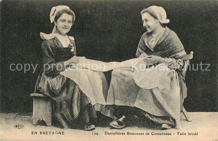 Concarneau Finistere Dentellières Bretonnes Tulle brodé Cost