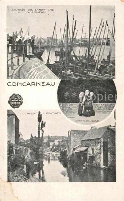 Concarneau Finistere Rentrée des Sardiniers Sortie de l'école Riviere Aven