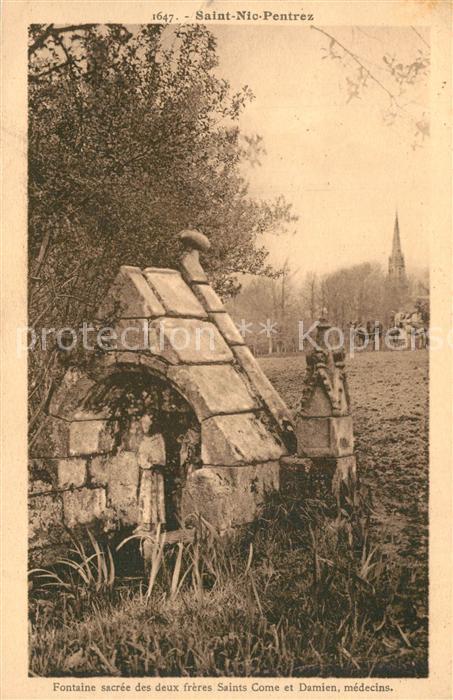 Pentrez Saint-Nic Fontaine sacrée des deux frères Saints Come et Damien