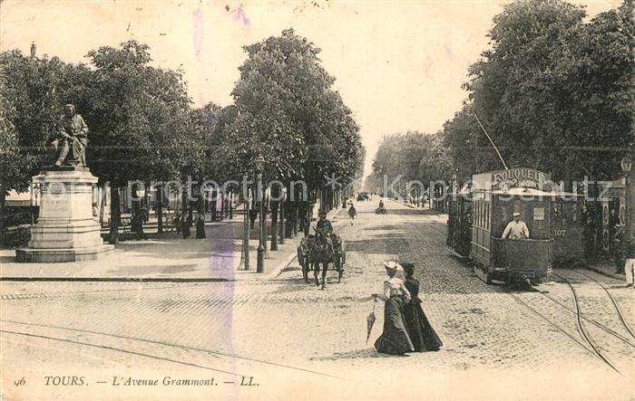 Tours Indre-et-Loire Avenue Grammont Strassenbahn Pferdekutsche