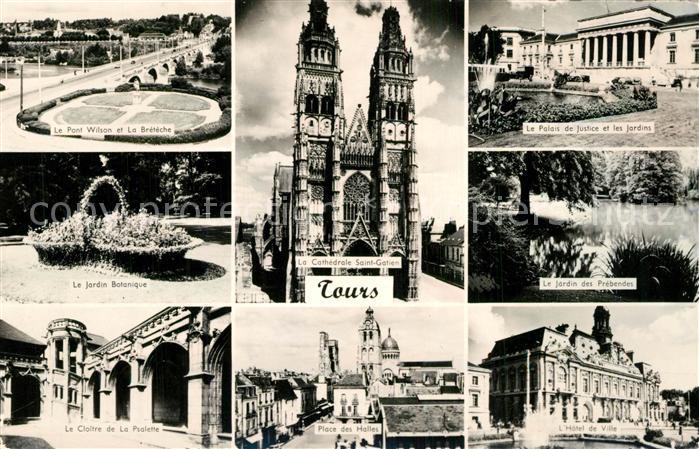 Tours Indre-et-Loire Jardin-Botanique Place-des-Halles Palais-de-Justice Cathedr