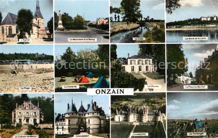 Onzain Vues d ensemble Eglise Chateau Place du Marché Bords de la Loire Camping