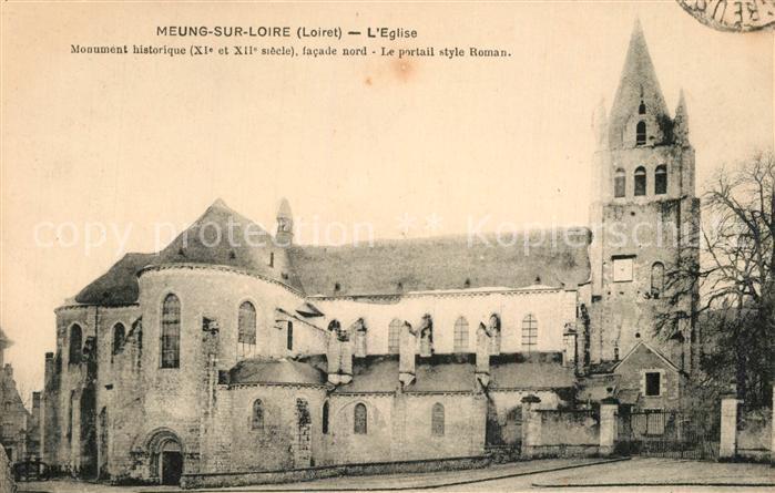Meung-sur-Loire Eglise Monument historique XIe et XIIe siècle Portail style Roma