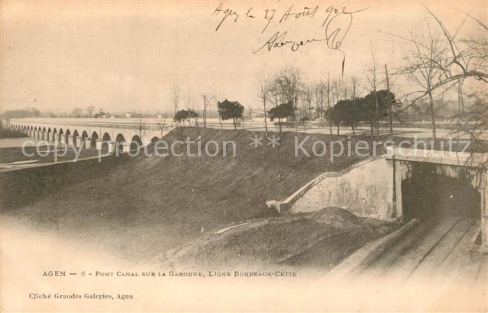 Agen Lot et Garonne Pont Canal sur la Garonne Ligne Bordeaux Cette