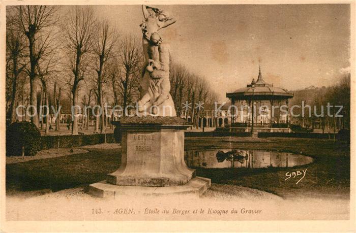 Agen Lot et Garonne Etoile du Berger Statue Monument Kiosque du Gravier
