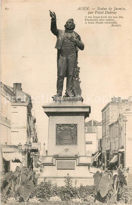 Agen Lot et Garonne Statue de Jasmin par Vidal Dubray Monument