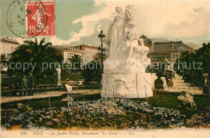 Nice Alpes Maritimes Le Jardin Public Monument La Poesie