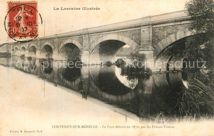 Fontenoy-sur-Moselle Le Pont detruit en 1870 par les Francs Tireurs