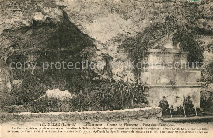 Nerac La Garenne Grotte de Fleurette Fontaine