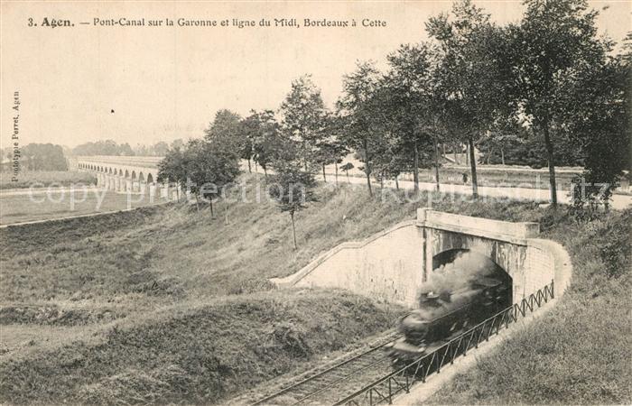 Agen Lot et Garonne Pont Canal sur la Garonne et ligne du M