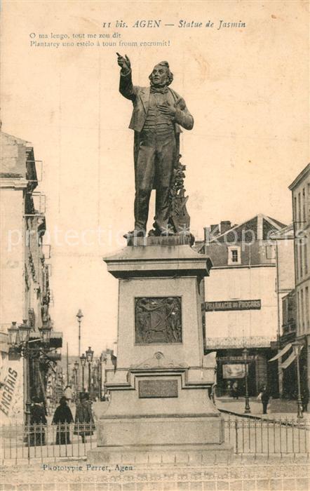 Agen Lot et Garonne Statue de Jasmin
