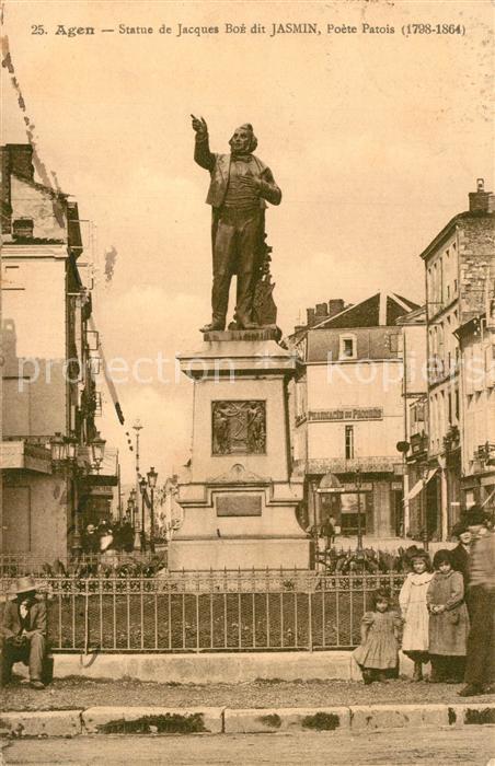 Agen Lot et Garonne Statue de Jacques Boe dit Jasmin Poete Patois