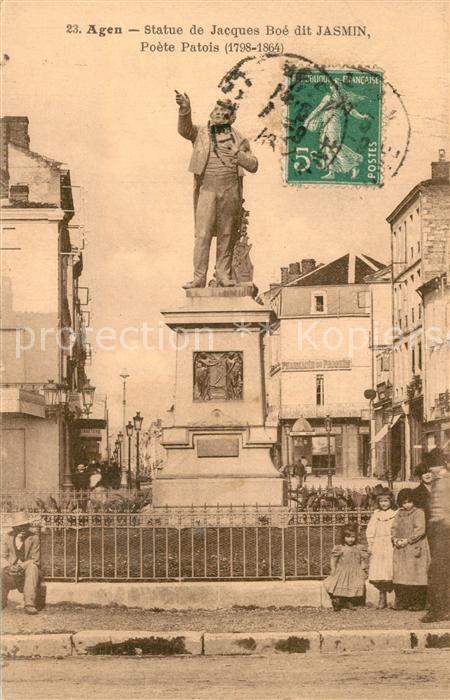 Agen Lot et Garonne Statue de Jacques Boe dit Jasmin Poete