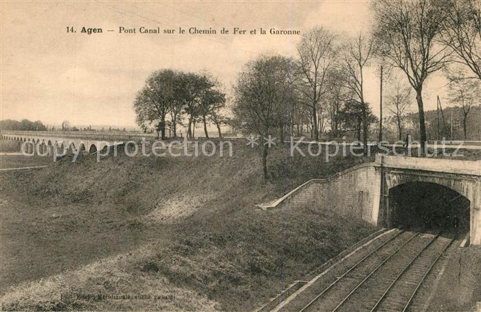 Agen Lot et Garonne Pont Canal sur le Chemin de Fer et la Garonne
