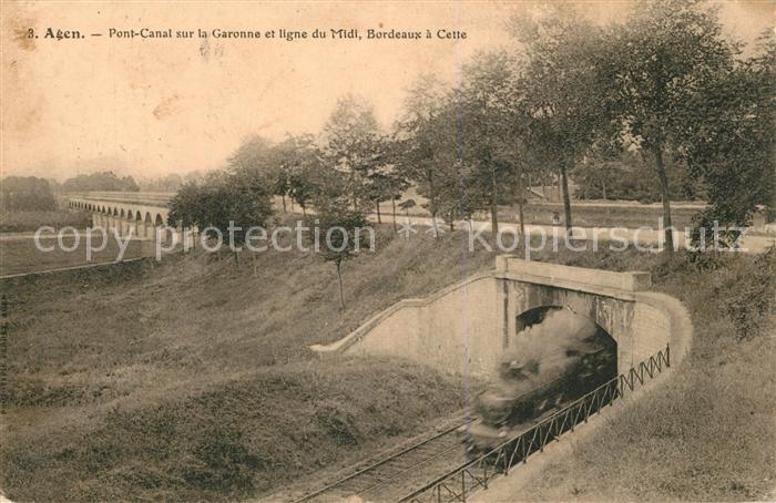 Agen Lot et Garonne Pont Canal sur la Garonne et ligne du Midi Bordeau a Cette