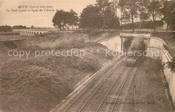 Agen Lot et Garonne Le Pont Canal et ligne du Chemin de fer
