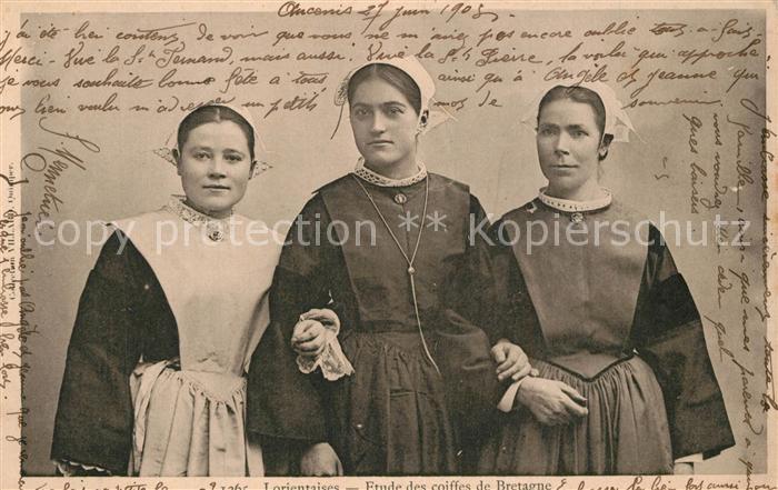 Lorient Morbihan Bretagne Lorientaises Etude des coiffes de Bretagne