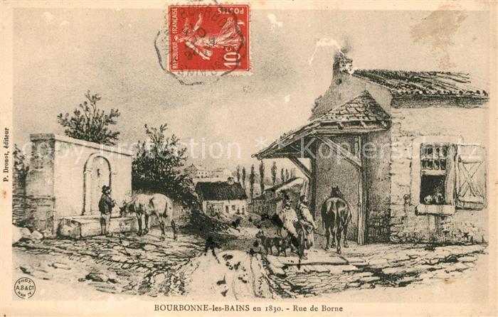 Bourbonne-les-Bains Rue de Borne Peinture Kuenstlerkarte