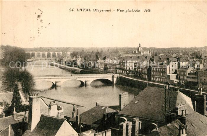 Laval Mayenne Vue Generale sur la ville et les ponts