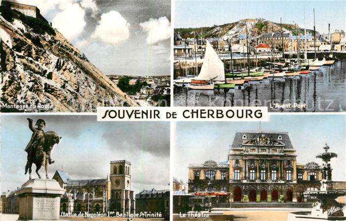 Cherbourg Montagne du Roule Avant Port Bateaux Statue de Napoléon Monument Basil
