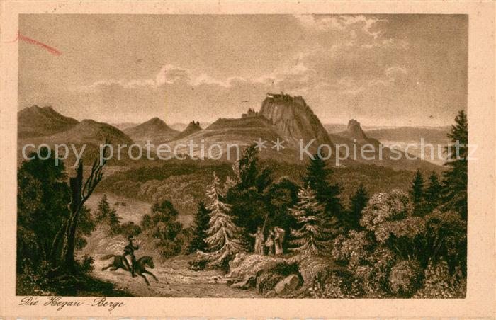 Hegau Hilzingen mit Hohenstaufen Hohentwiel Maegdeberg und Hohenkraehen