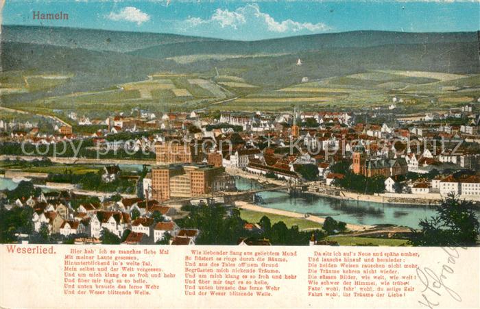 Hameln Weser Panorama Weserlieg