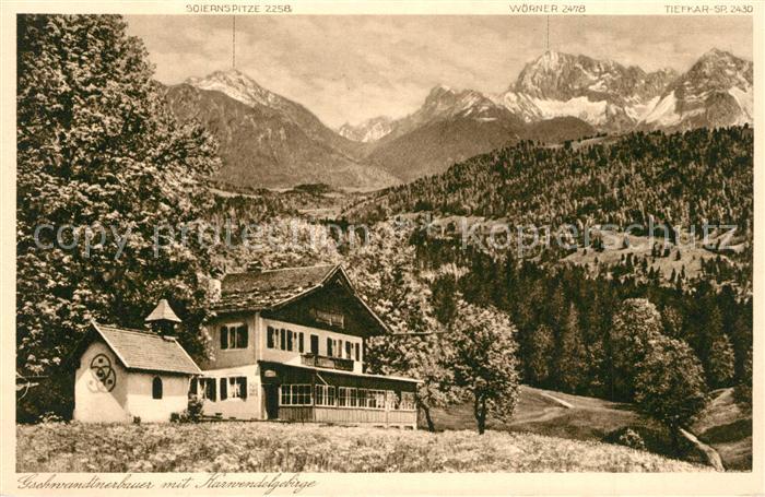 Partenkirchen Gschwandtnerbauer mit Karwendelgebirge
