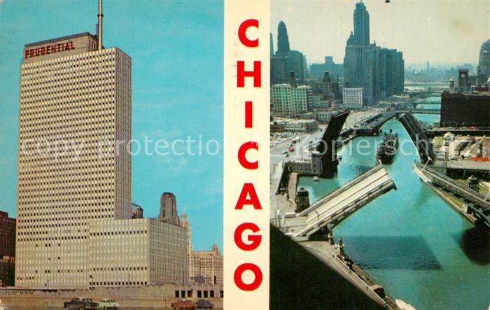 Chicago Illinois Prudential Building and Chicago River Bridges