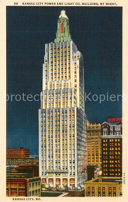 Kansas City Missouri Power and Light Co Building by night