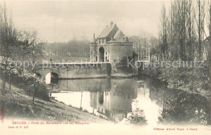 Bruges BRUGGE Belgie Porte des Marechaux vue des Remparts