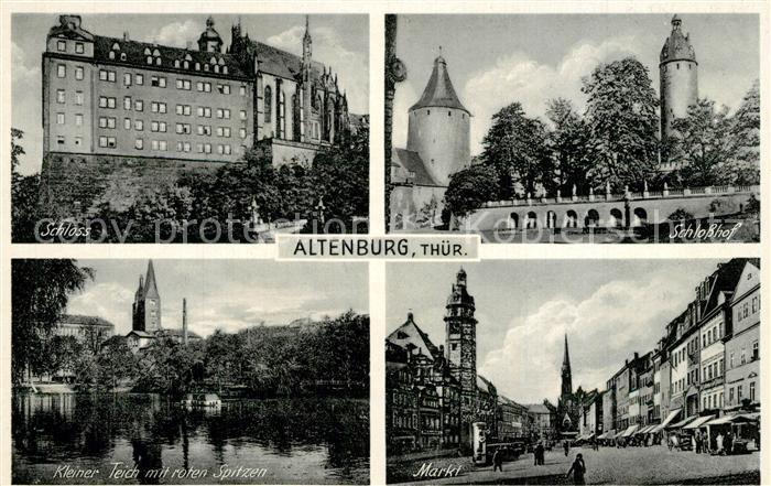 Altenburg Thueringen Schloss Schlosshof Kleiner Teich Markt rote Turmspitzen