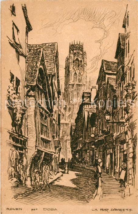 Rouen Rue Damiette Zeichnung