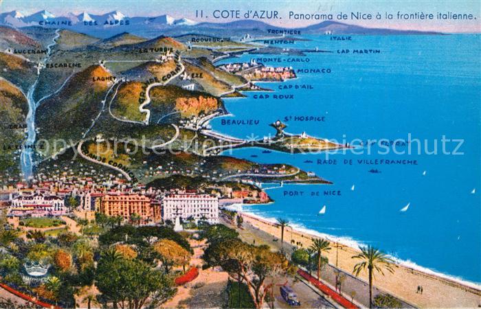 Nice Alpes Maritimes Cote d Azur Panoramakarte
