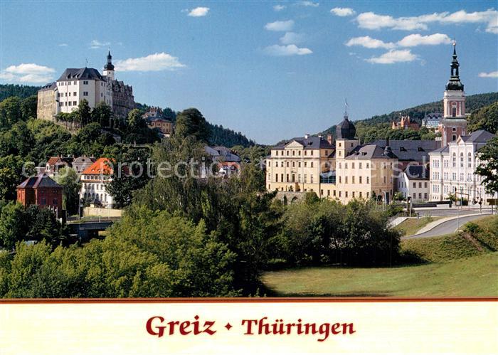 Greiz Thueringen Oberes und unteres Schloss Stadtkirche