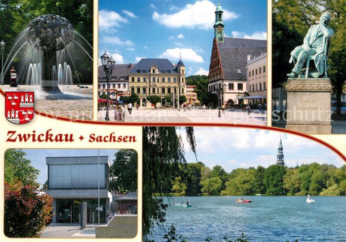 Zwickau Sachsen Freundschaftsbrunnen Hauptmarkt Robert Schumann Denkmal