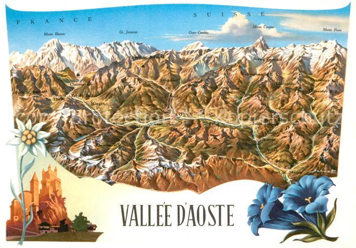 Aosta Vallee d Aosta Panoramakarte Enzian Burg