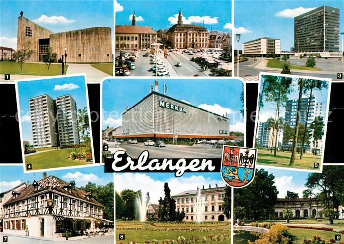 Erlangen Erloeserkirche Palais Stutterheim Hochhaus Isarring Kaufhaus Merkur Hoc