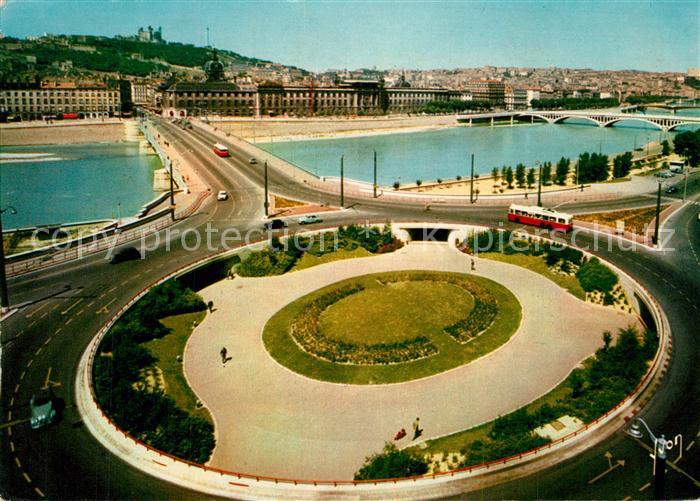 Lyon France Le nouveau pont de la Guillotiere sur le Rhone et au fond les ponts