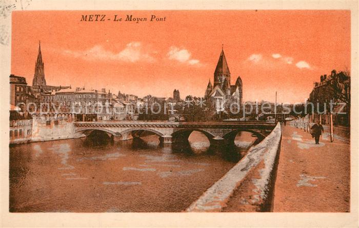 Metz  57 Moselle Le Moyen Pont Cathedrale Bruecke Kathedrale