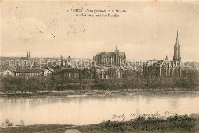 Metz  57 Moselle Vue Generale et la Moselle Eglise Cathe