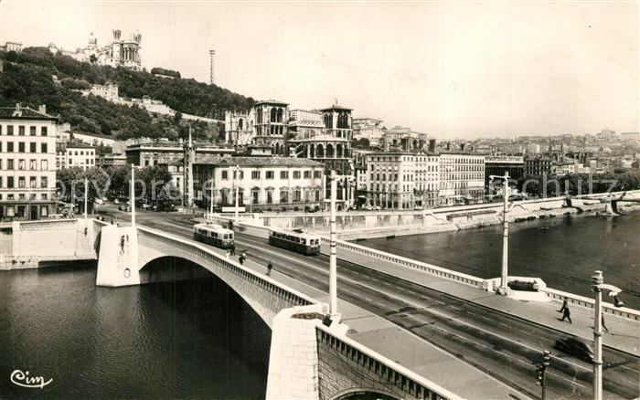 Lyon France Pont Tilsitt sur la Saône Cathedrale Saint Jean Basilique de Fourviè