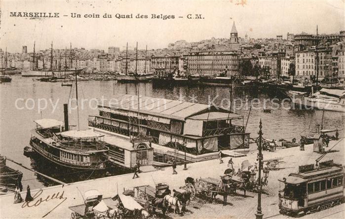 Marseille Bouches-du-Rhone Un coin du Quai des Belges Bateaux Tram
