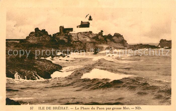 Ile-de-Brehat Le Phare du Paon par grosse Mer